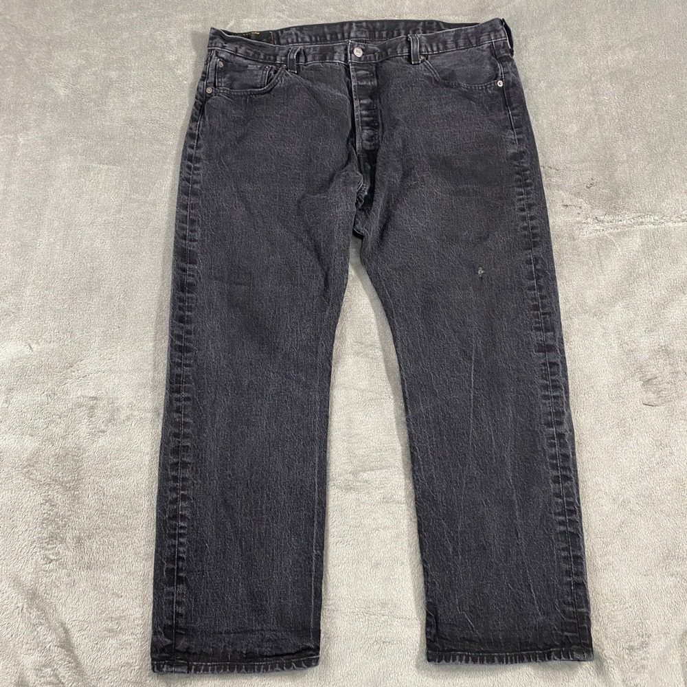 Vintage Levis 501 Jeans Mens 42x30 Black Original Fit Straight Leg Button Fly